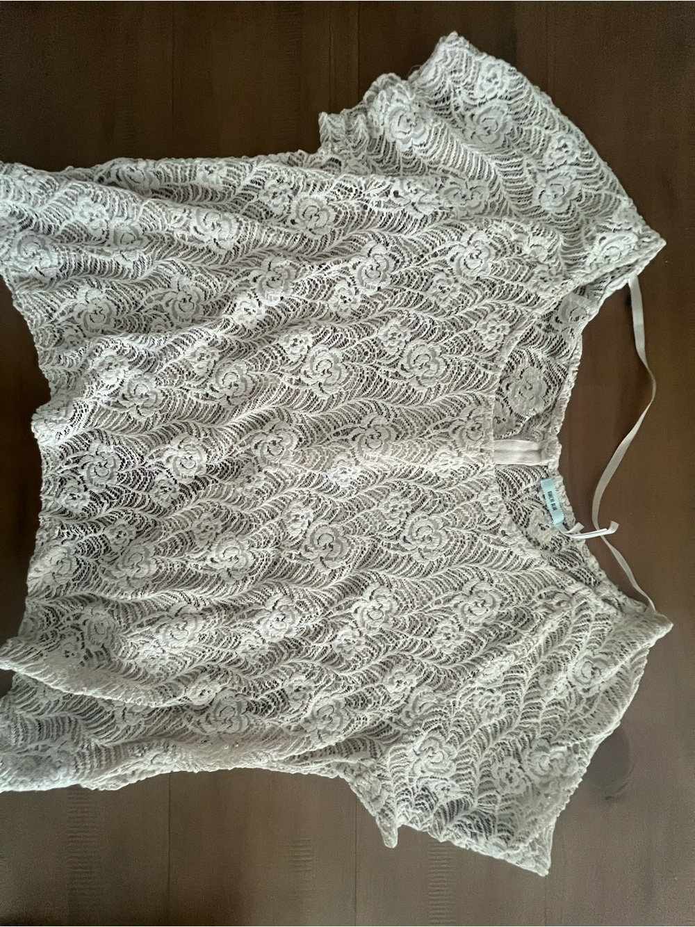 Urban Outfitters Lace Short Sleeve Blouse in Cream